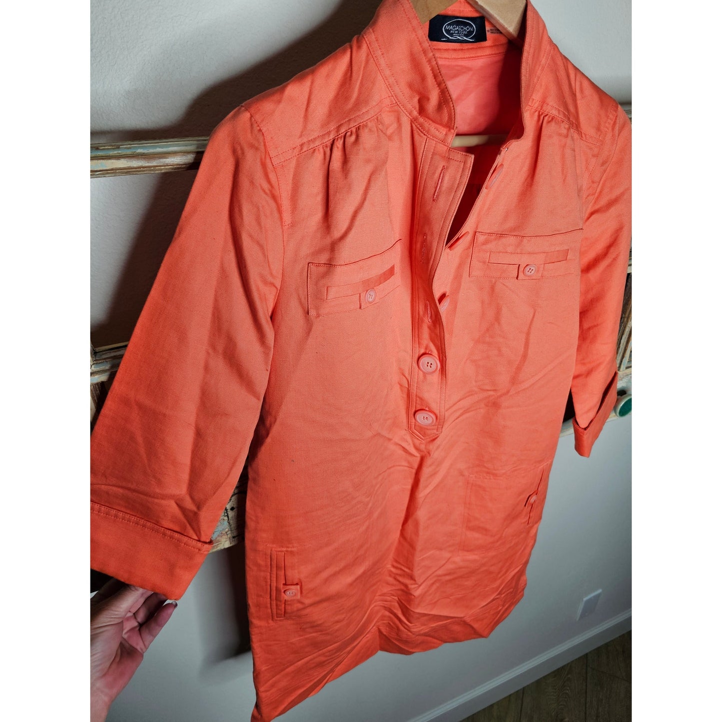Magaschoni NY Coral Denim Dress 3/4 Sleeves Pullover Ladies size 10