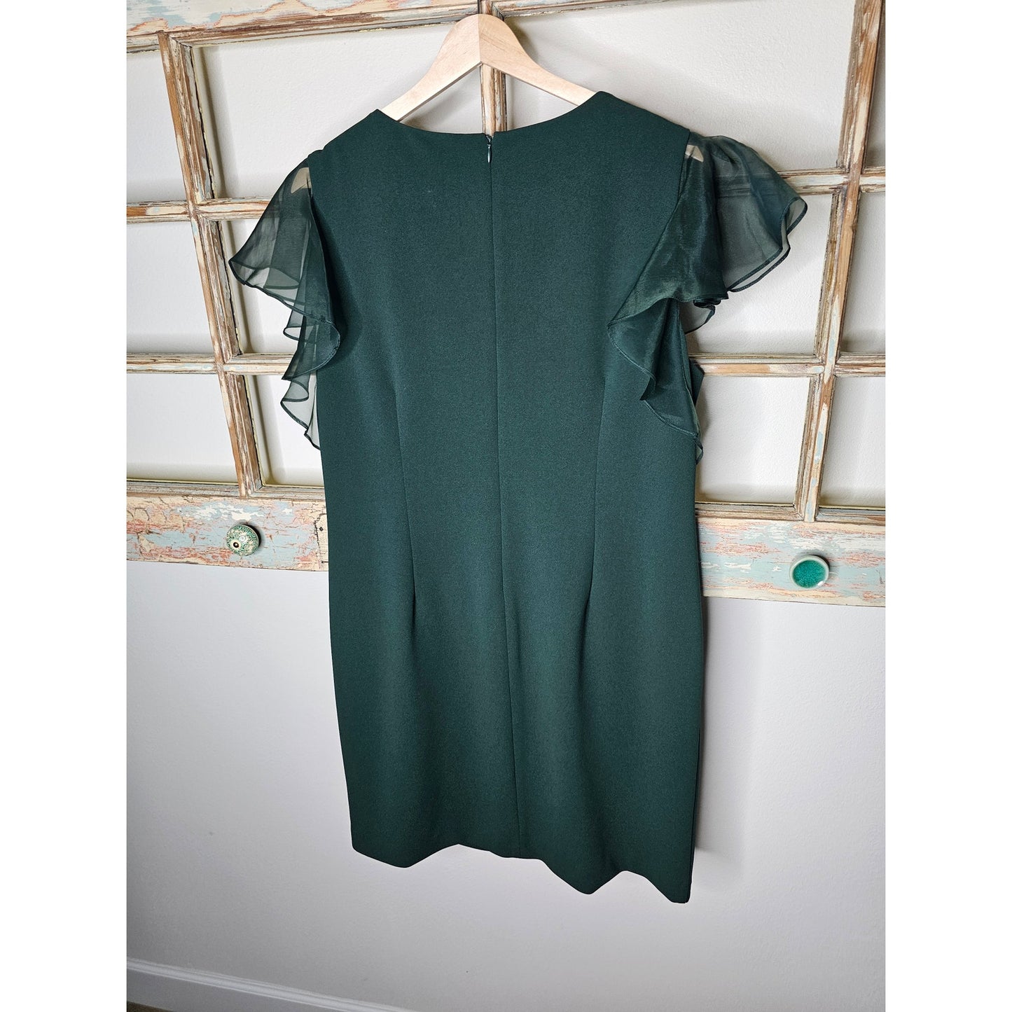 NWT Ralph Lauren Green Ruffled Sleeve Dress size 16