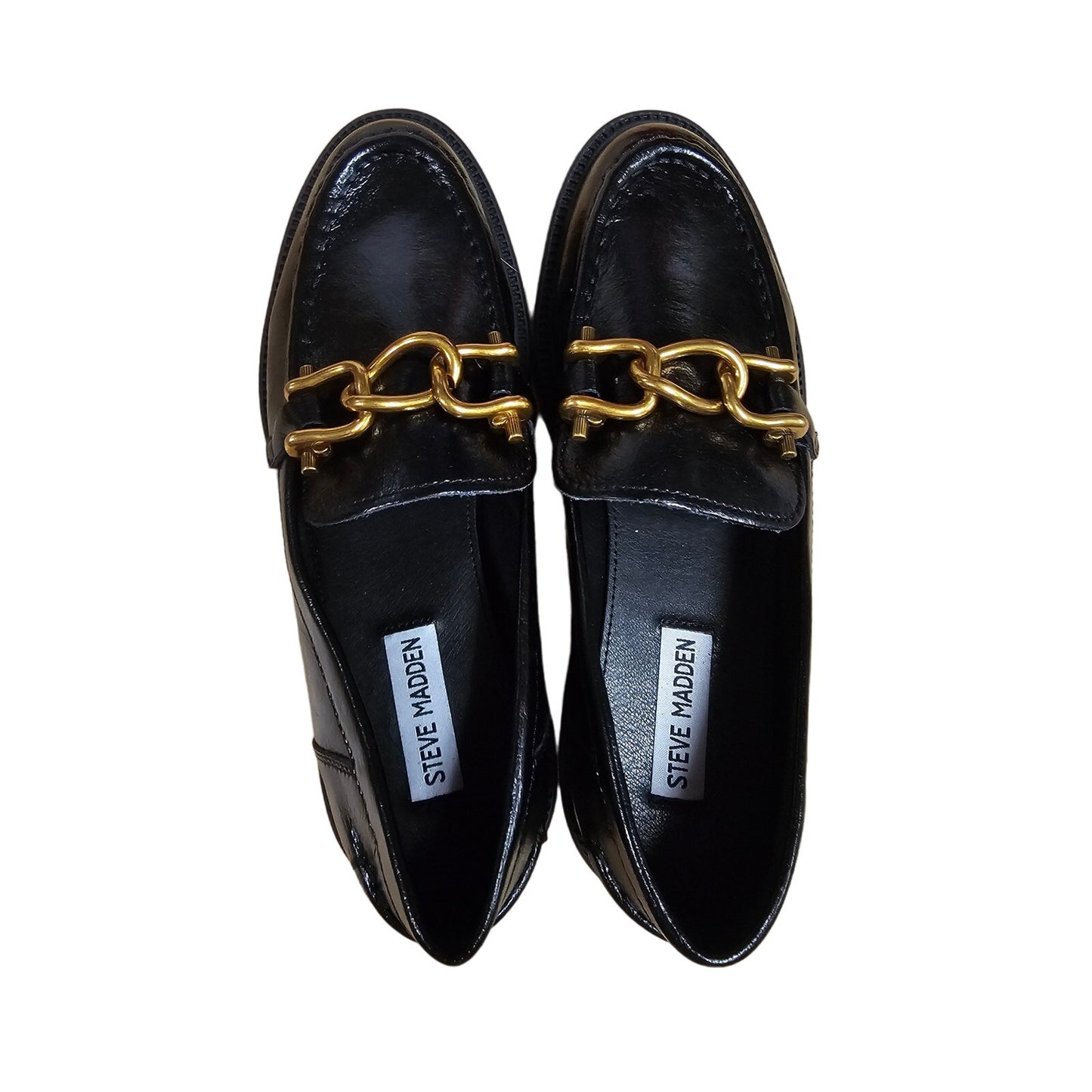 NWOB Black Leather Steve Madden Kalon Loafers with bit accents size 9