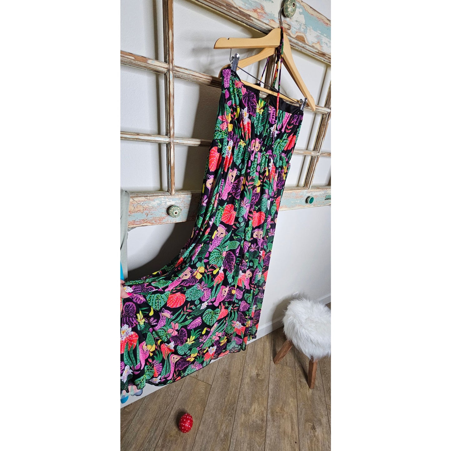 NWT Betsey Johnson Paulina Leopard Halter Maxi Dress XL