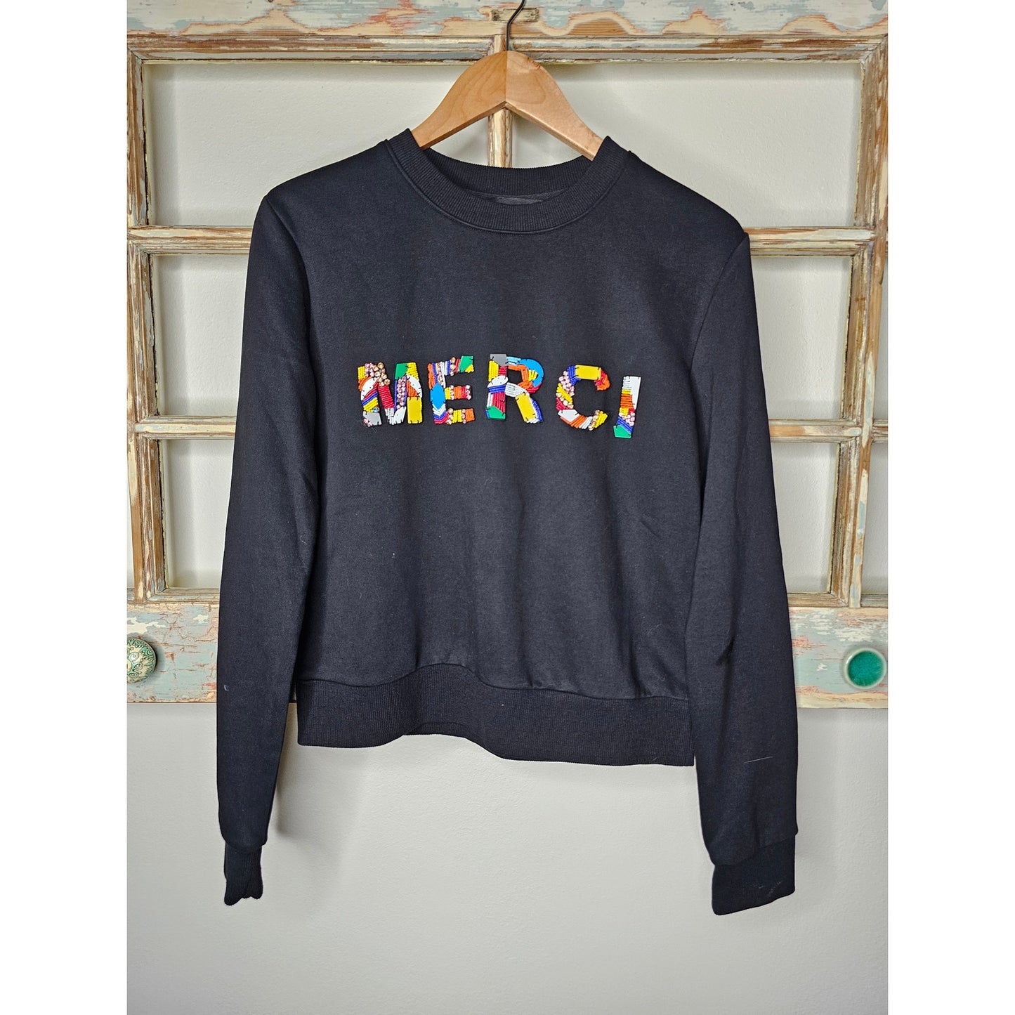 Endless Rose "Merci" Embellished Sweatshirt Ladies size Small