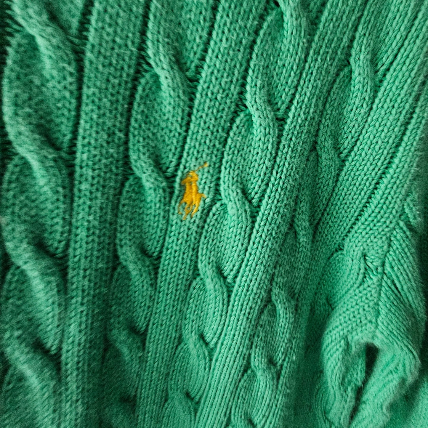 POLO Ralp Lauren Ladies Green Cable Knit Sweater Size Small