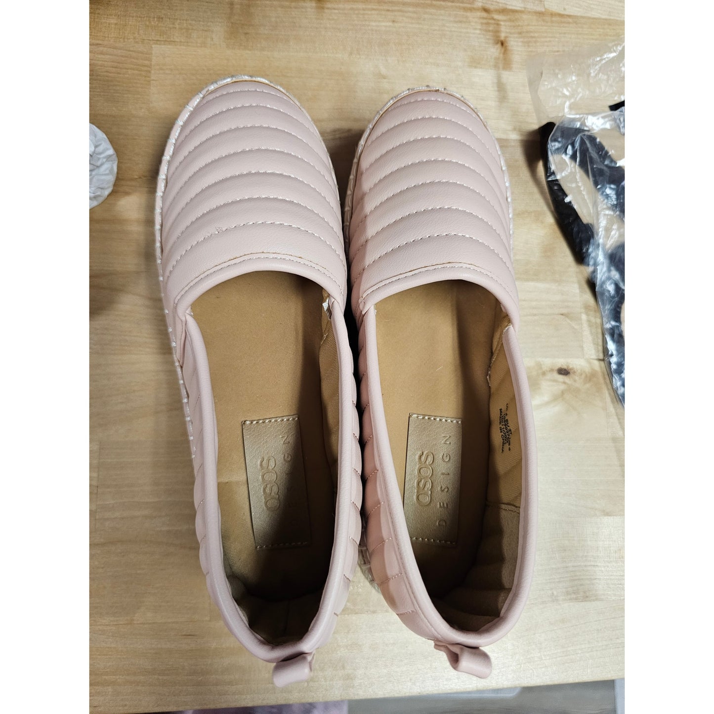 NWT ASOS Design Jack Quilted Flatform Pink Espadrilles Womens Size 6