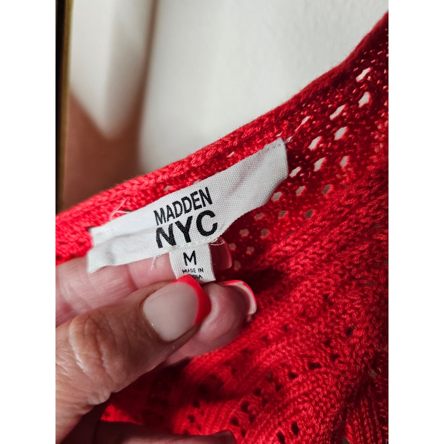 NWOT Haute Hippie red/white Linen blend Tiered Skirt Ladies size Medium