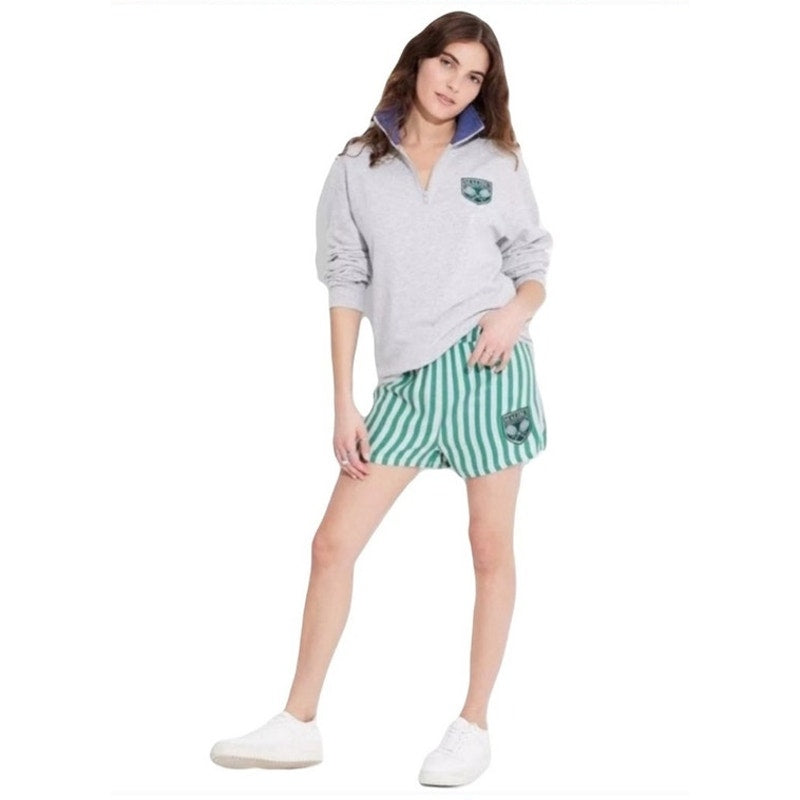 NWT Green & White Malibu Tennis Club Striped Shorts Ladies Size Small