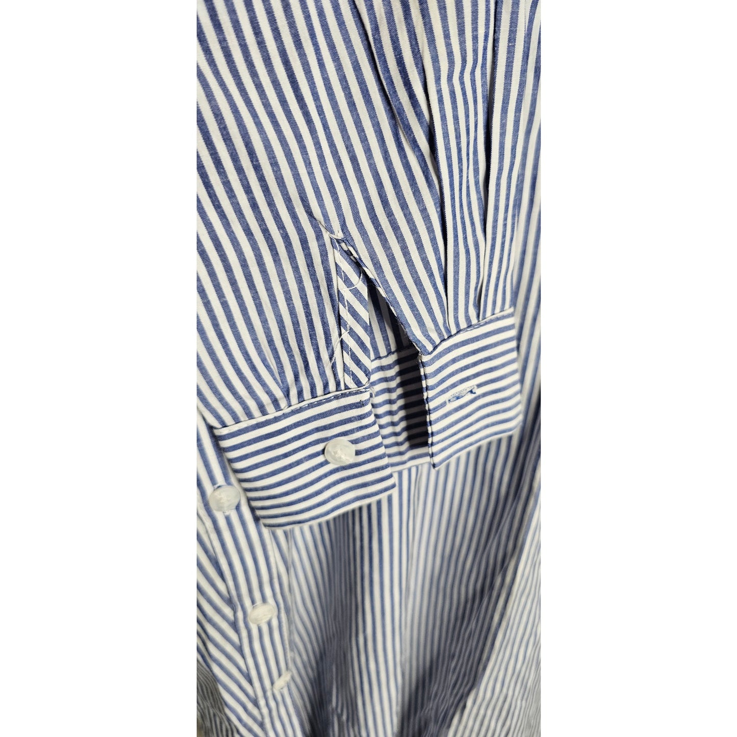 Matilda Navy & White Oxford Button Down High Low V-back Dress size 4