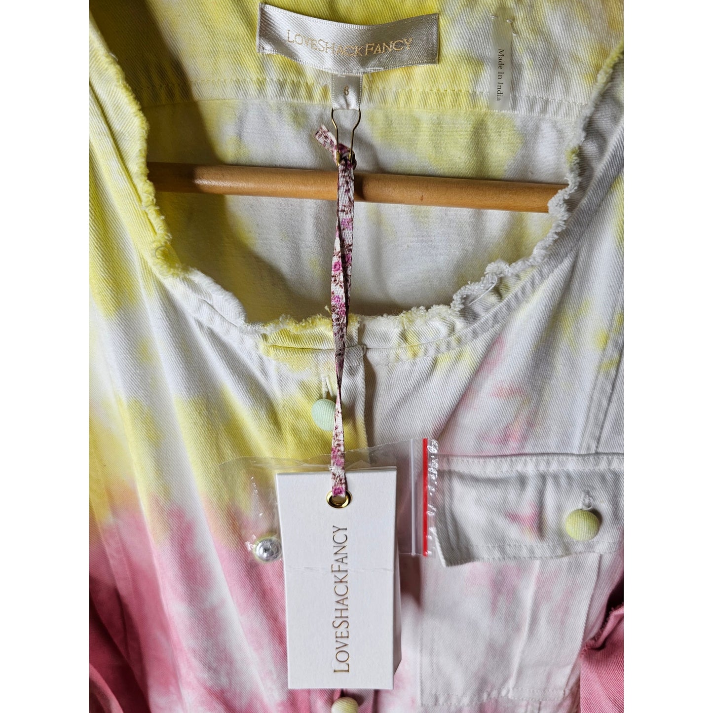 NWT Love Shack Fancy Paca Jumpsuit Rainbow Radial Tie Dye Size 6