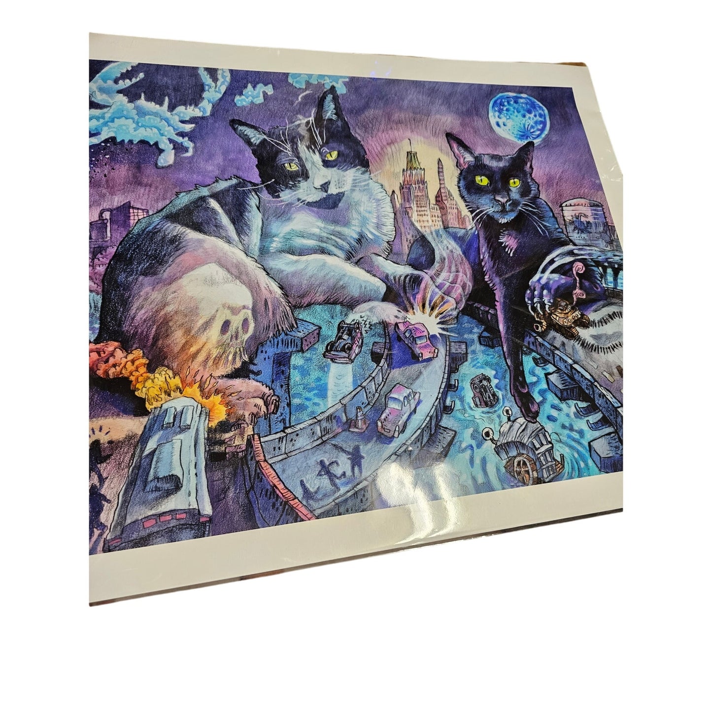 Spencer Beals 16 X 20 Cats on I-95 Baltimore Print in Plastic