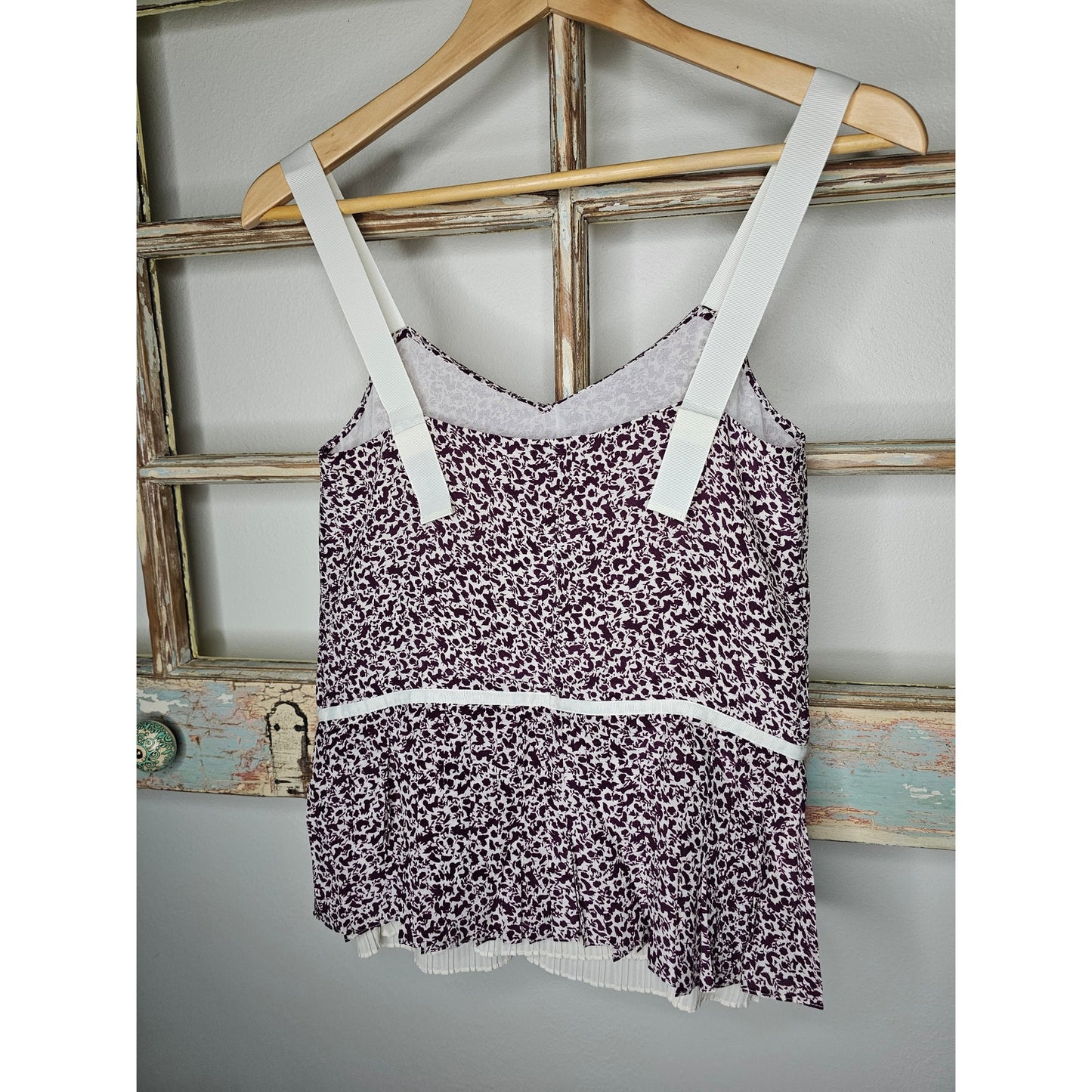 NWT Grey Jason Wu Ribbon Strap VNeck Pleated Silk Cami Size 0