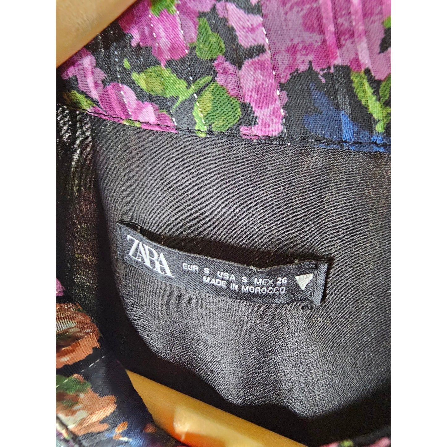 Zara Floral Metallic Thread Dress New Sheer Ladies size Small