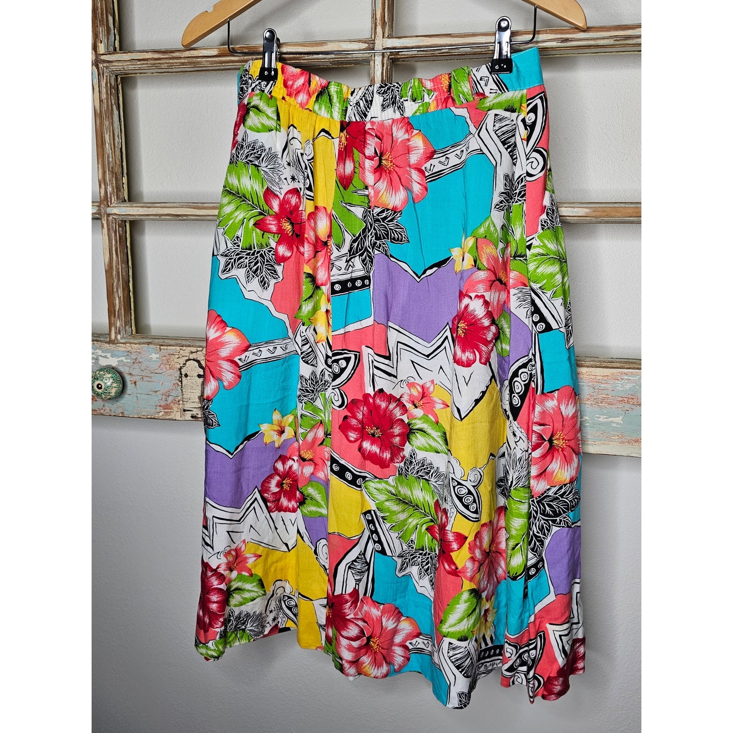 Vintage Novelty Print 80's SK & Company Pleated Skirt Size 29" waist