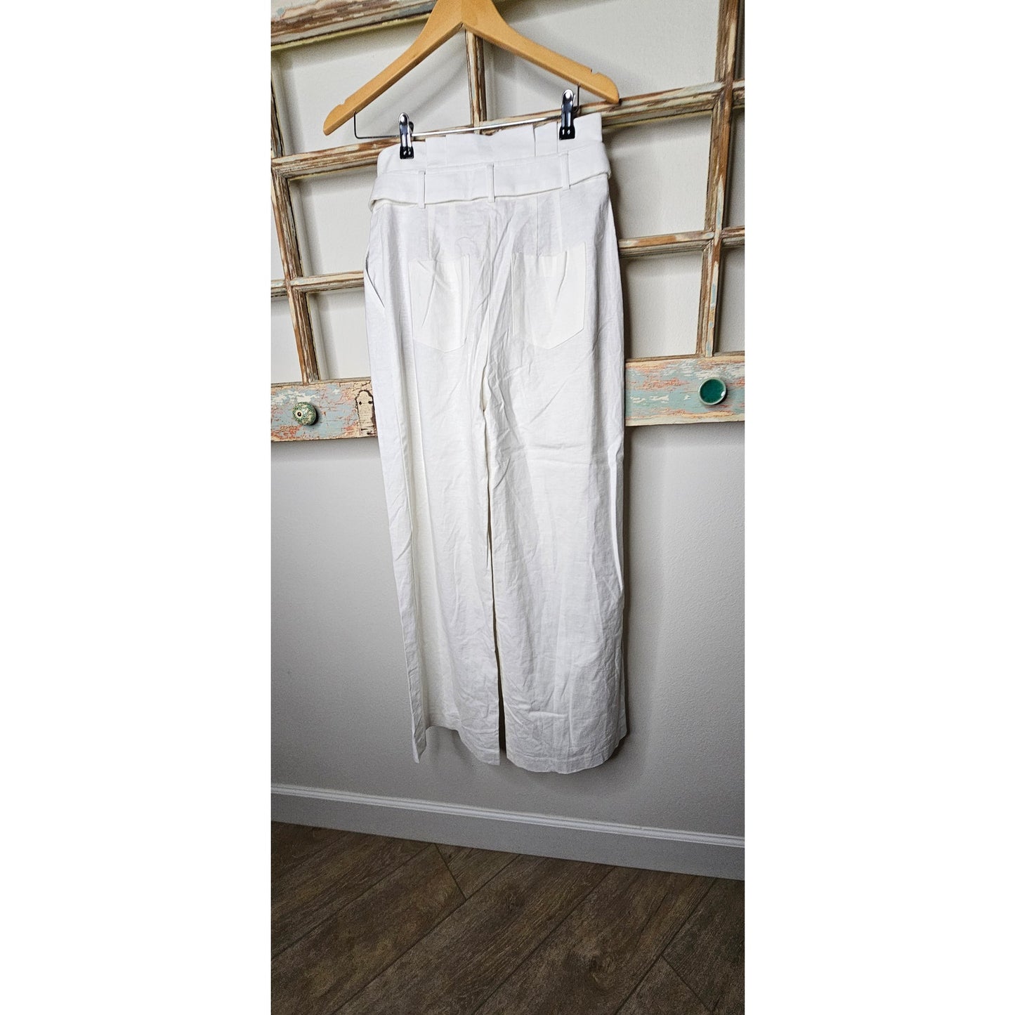 NWT Express White Linen Blend Wide Leg Dress Pants Ladies size 4R