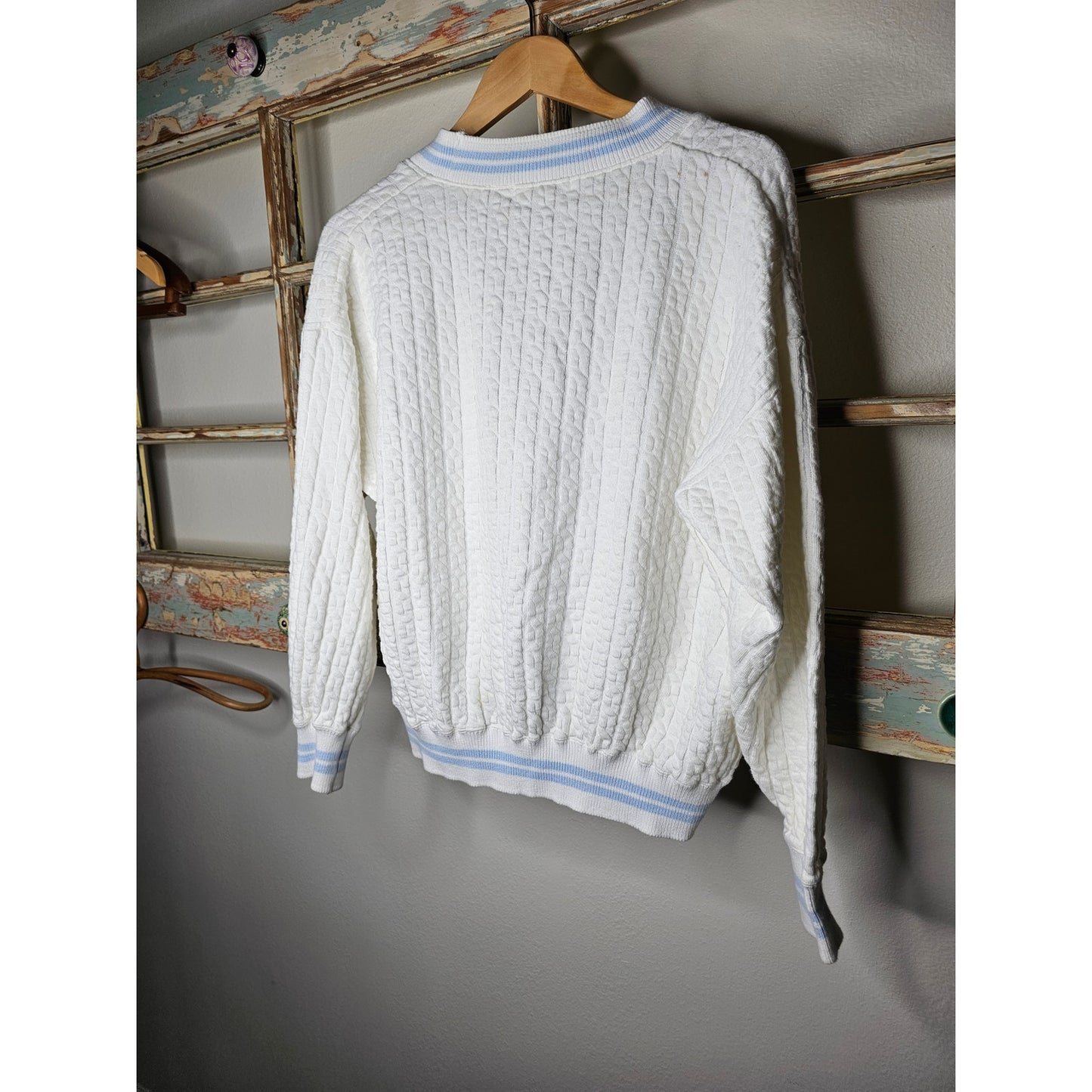 Vintage Cable Knit Button Up Cotton Cardigan Ladies size Small