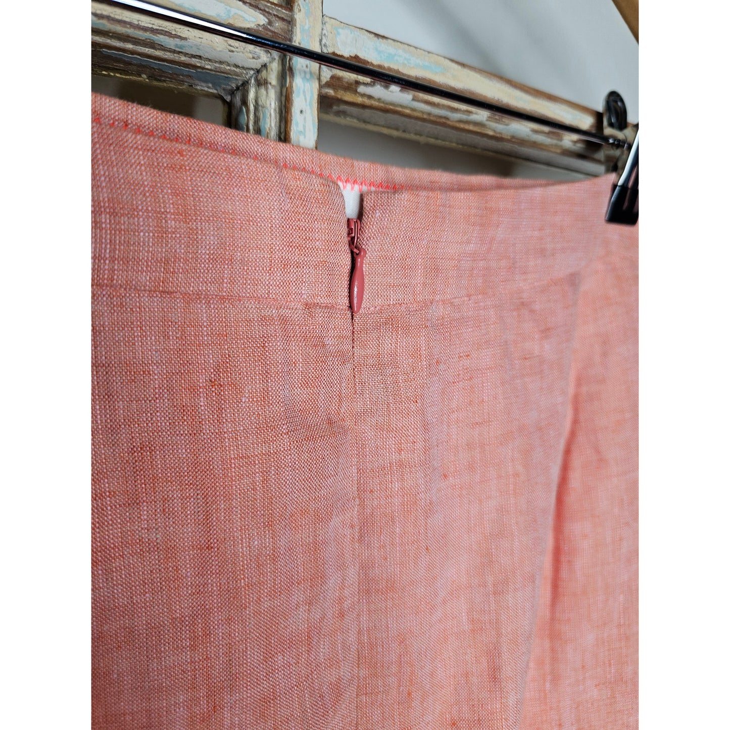 J.Crew Linen Marled Light Red Knee Length Lined Skirt Size 6