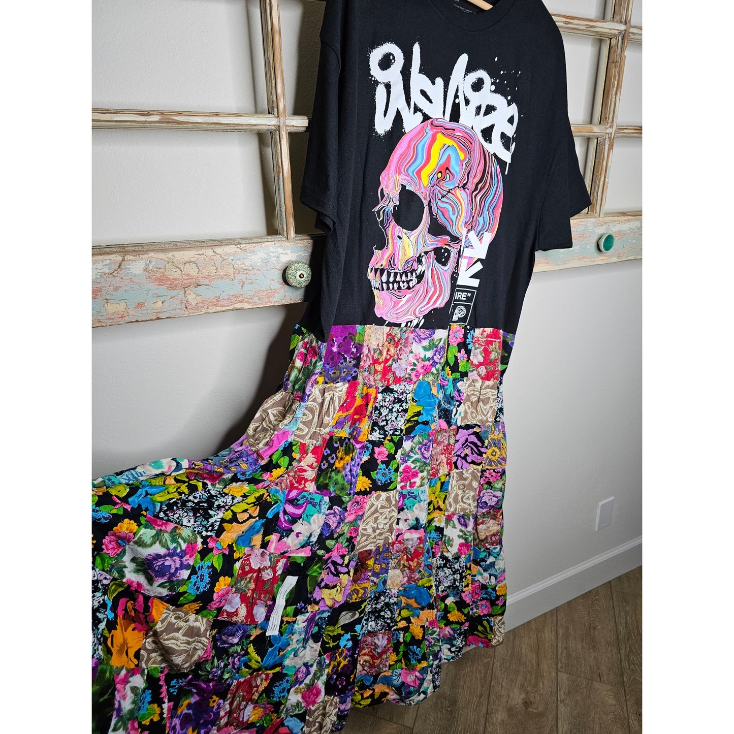 ONE OF A KIND T-Shirt BOHO flowy Patchwork Dress Ladies size 2X
