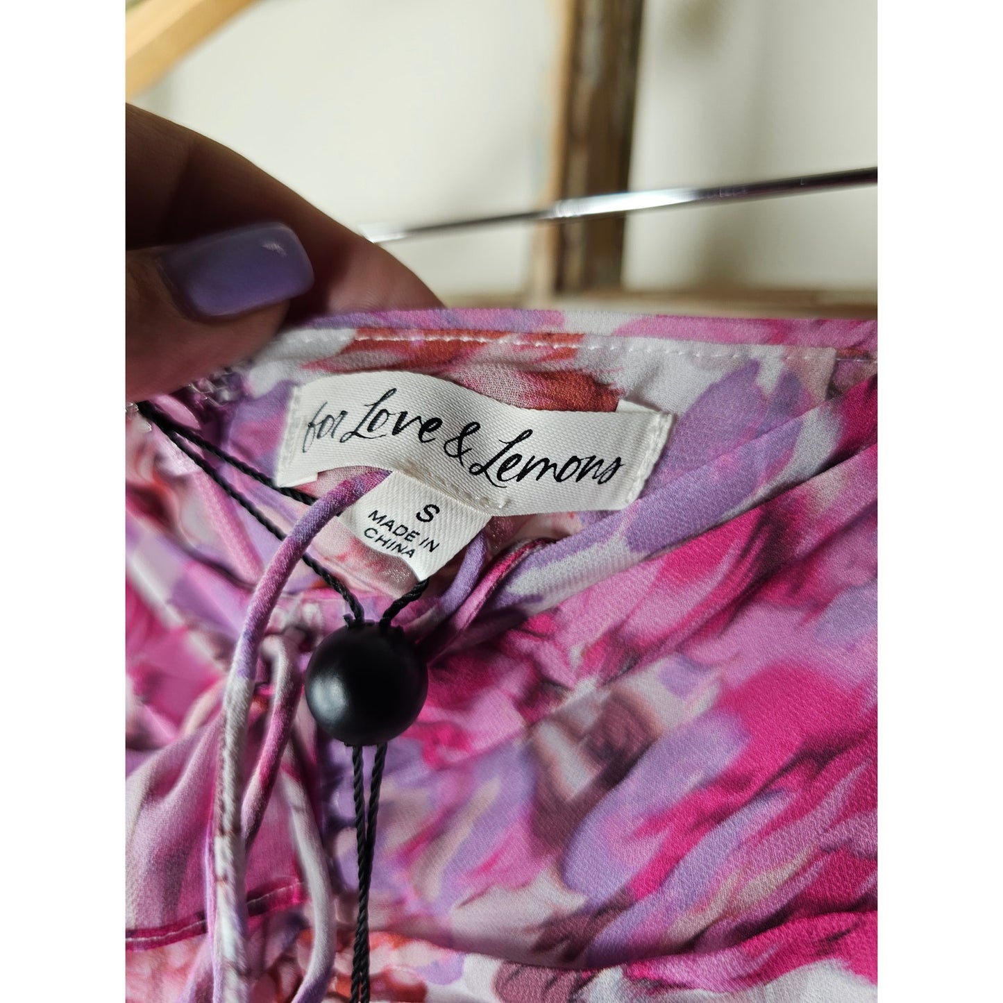 NWT For Love & Lemons Annabelle Mini Skirt Pink Floral Size Small