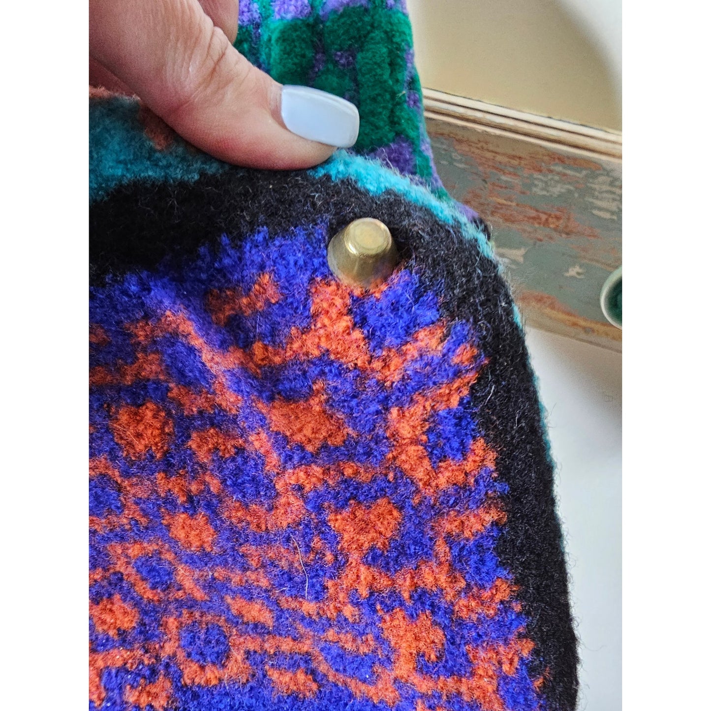 Vintage BOHO Shoulder/ Crossbody Vibrant Yarn Bag with feet