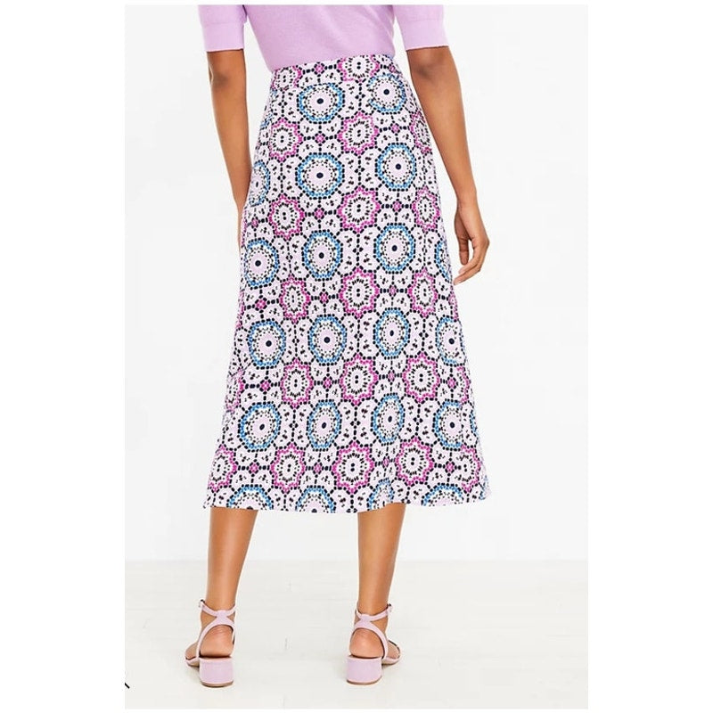 NWT Linen Wrap Midi Skirt Mosaic Design Ladies Size 0