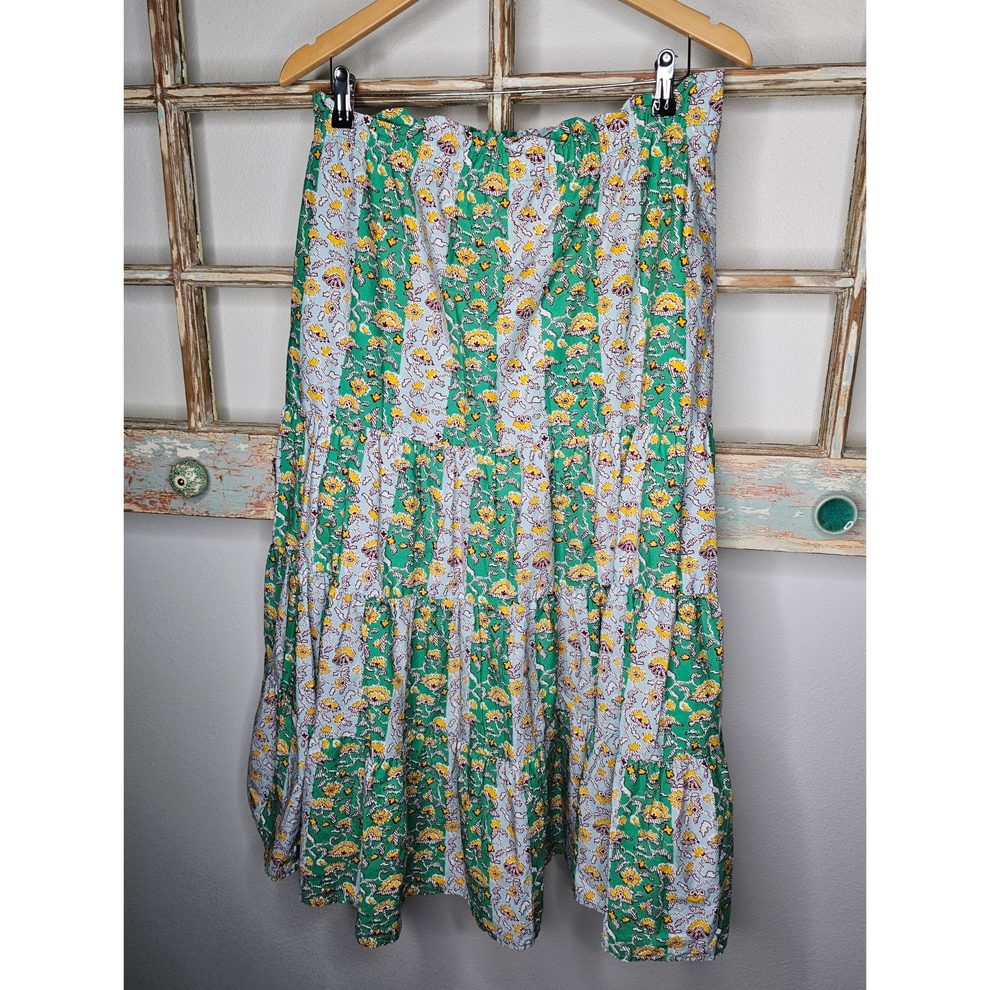 Rhode X Target Green Floral Maxi Skirt with Elastic Waistband Size L NWT