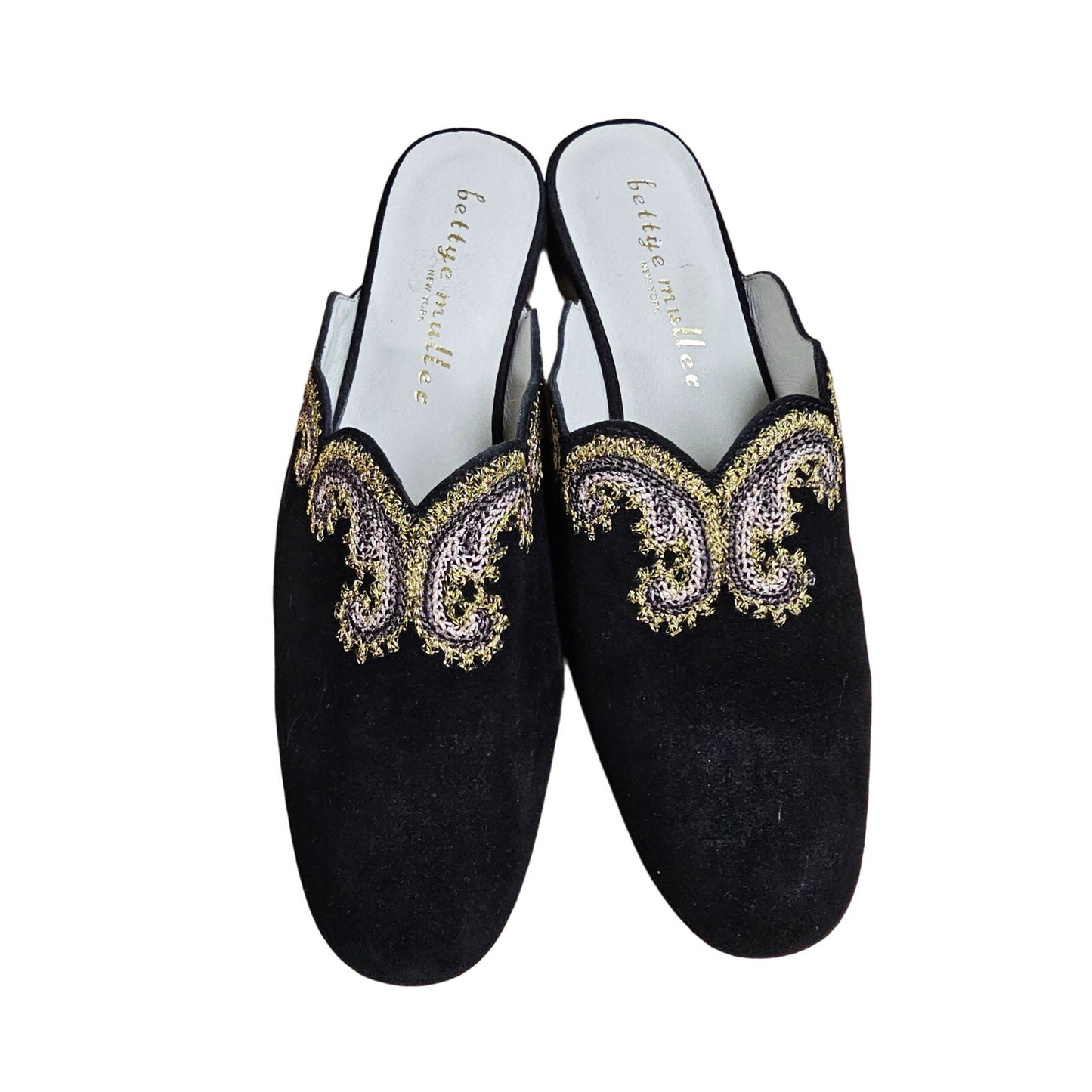 NWOB Bettye Muller Womens Embroidered Fortune Mule leather size 7