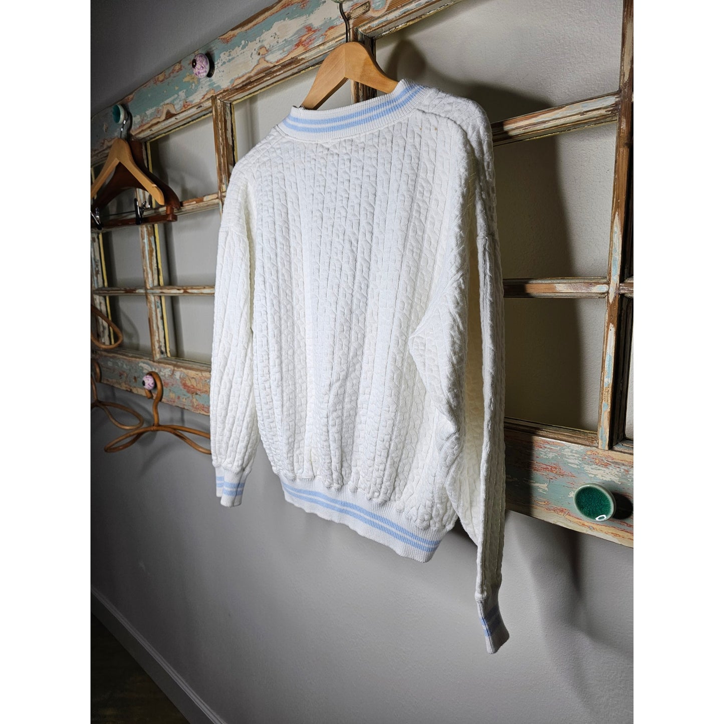 Vintage Cable Knit Button Up Cotton Cardigan Ladies size Small
