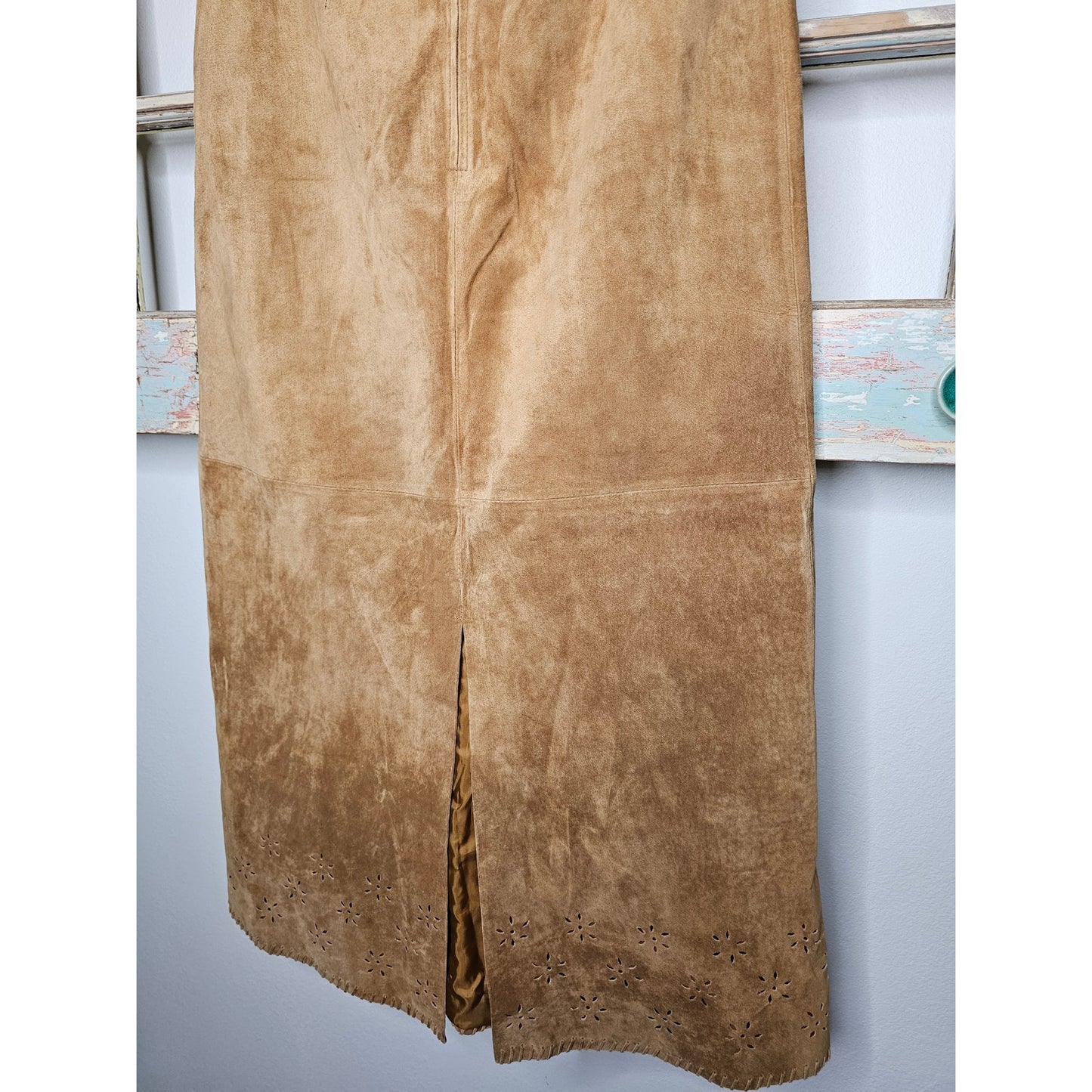 Vintage Margaret Godfrey Sued Leather Maxi Skirt ladies size 10
