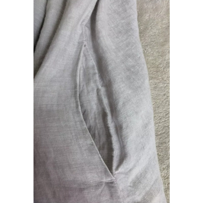 Tahari 100% Linen Sleeveless V-Neck Dress Tie Waist Midi Side Slits Size Small