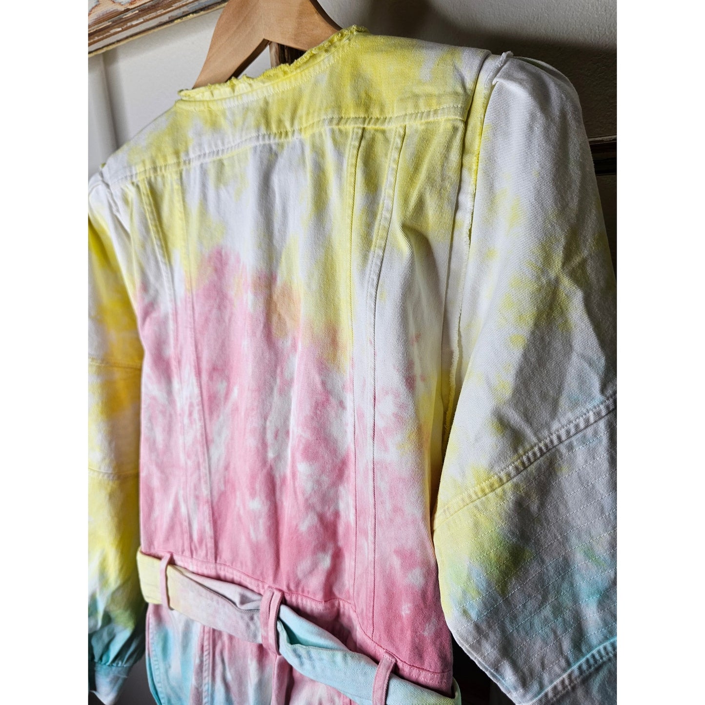 NWT Love Shack Fancy Paca Jumpsuit Rainbow Radial Tie Dye Size 6
