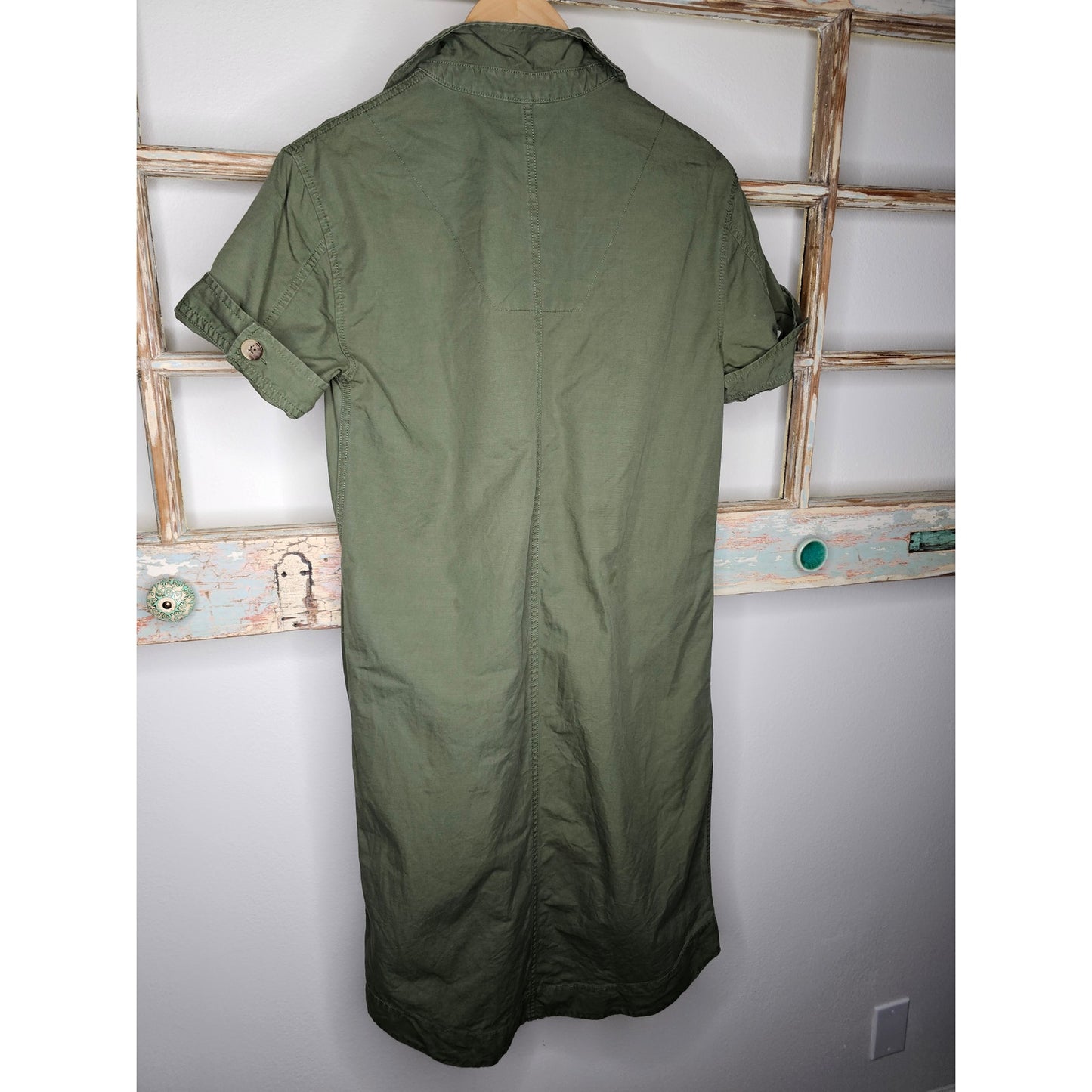Gap Army Green Shirttail Hem Dress Ladies Size XS with pockets