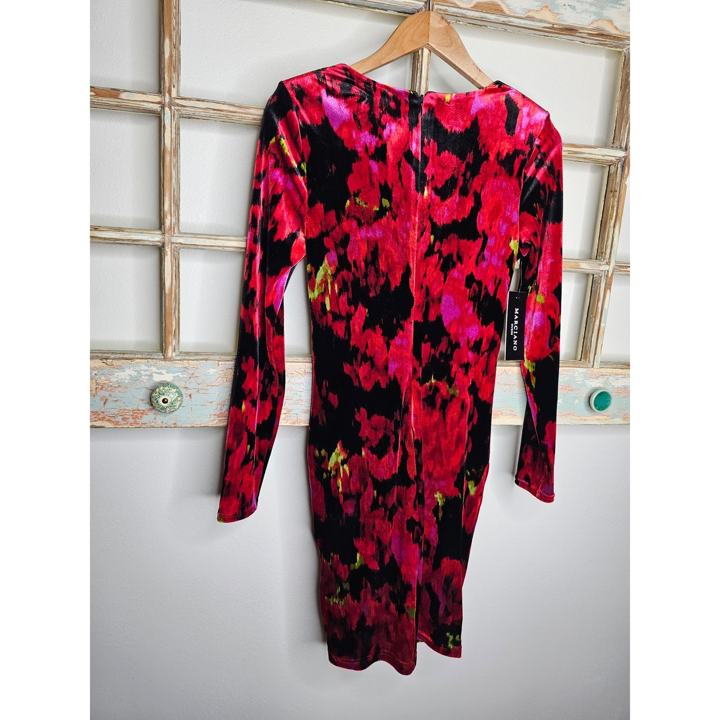 NWT Marciano Red Rhapsody Velour Dress Ladies Size Small