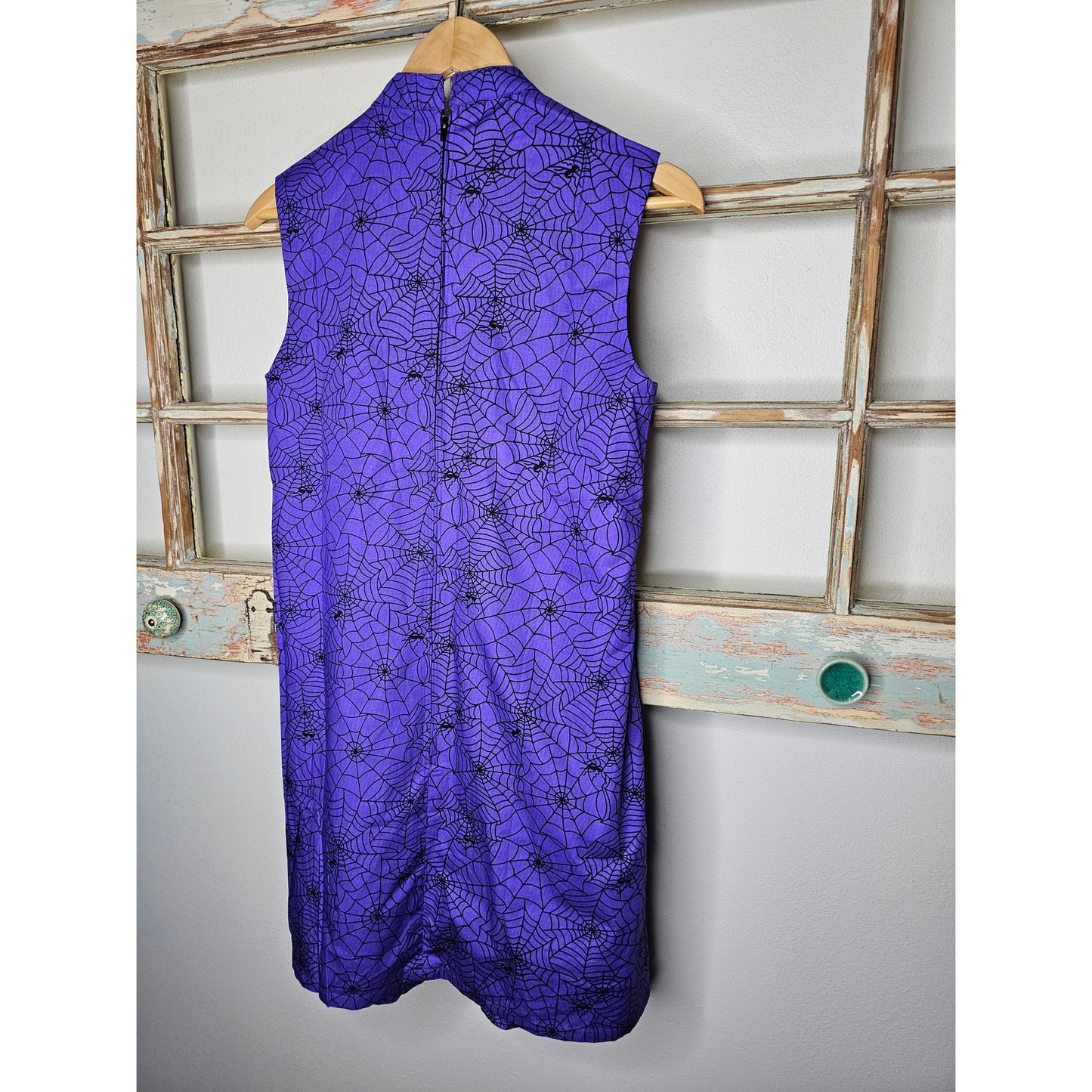 NWT Magnolia Place Purple Black Spiderweb Hallowen Mini Gogo dress size Small