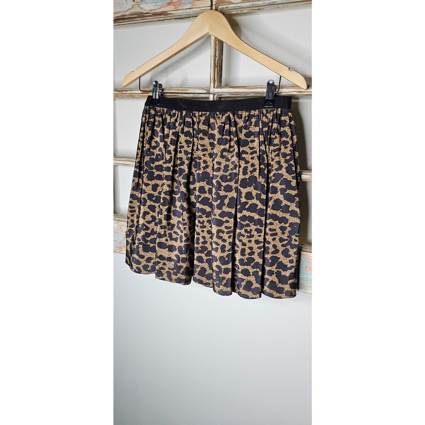 NWOT Sea New York Leopard Silk Blend Print Flare Skirt Size 8