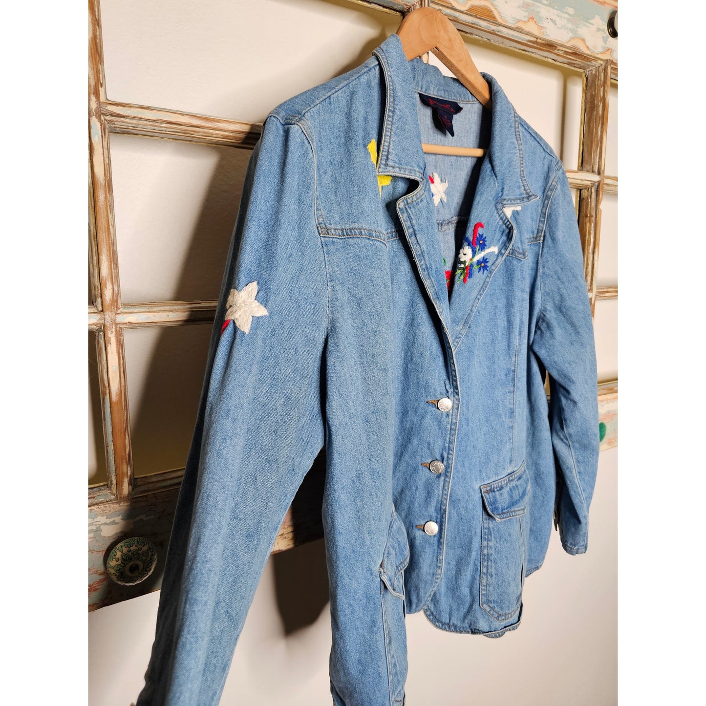 Vintage Denim & Co. Embroidered Blazer W/ Yellow Ribbon/ Solder Military Size 1x