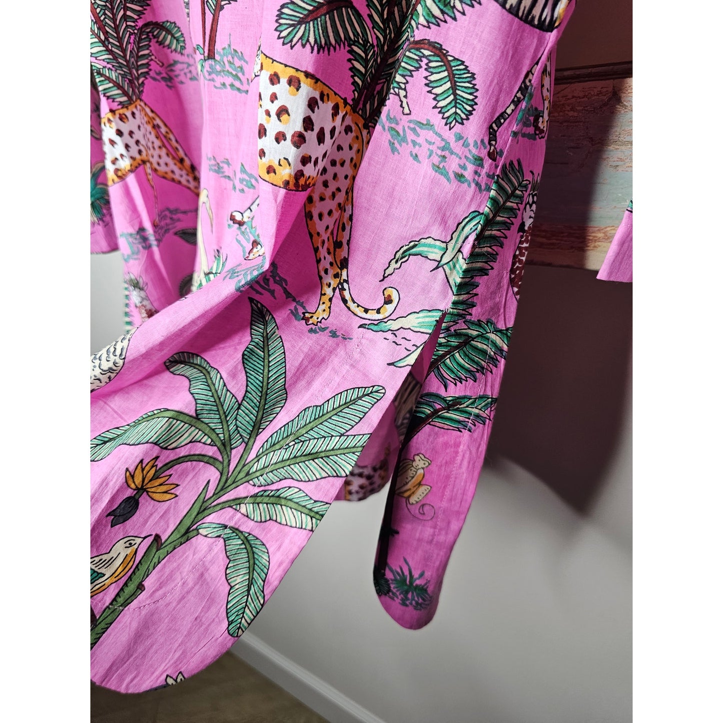 Pink Jungle Print Pullover Tunic Ladies Size Medium by Little Tibet Boutique