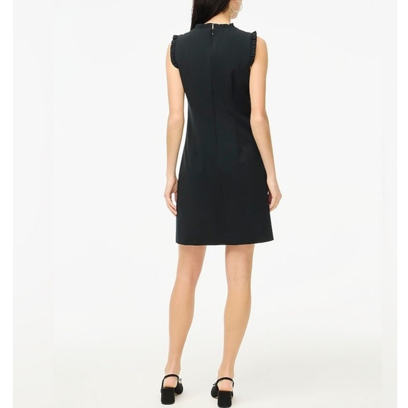 J. Crew Black Sleeveless Ruffled neckline/Sleeveless Straight Dress Size 6