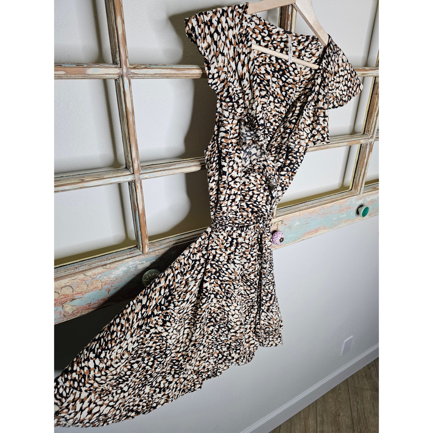 Free People Wrap Dress French Quarter Animal Print Mini Ladies size Medium