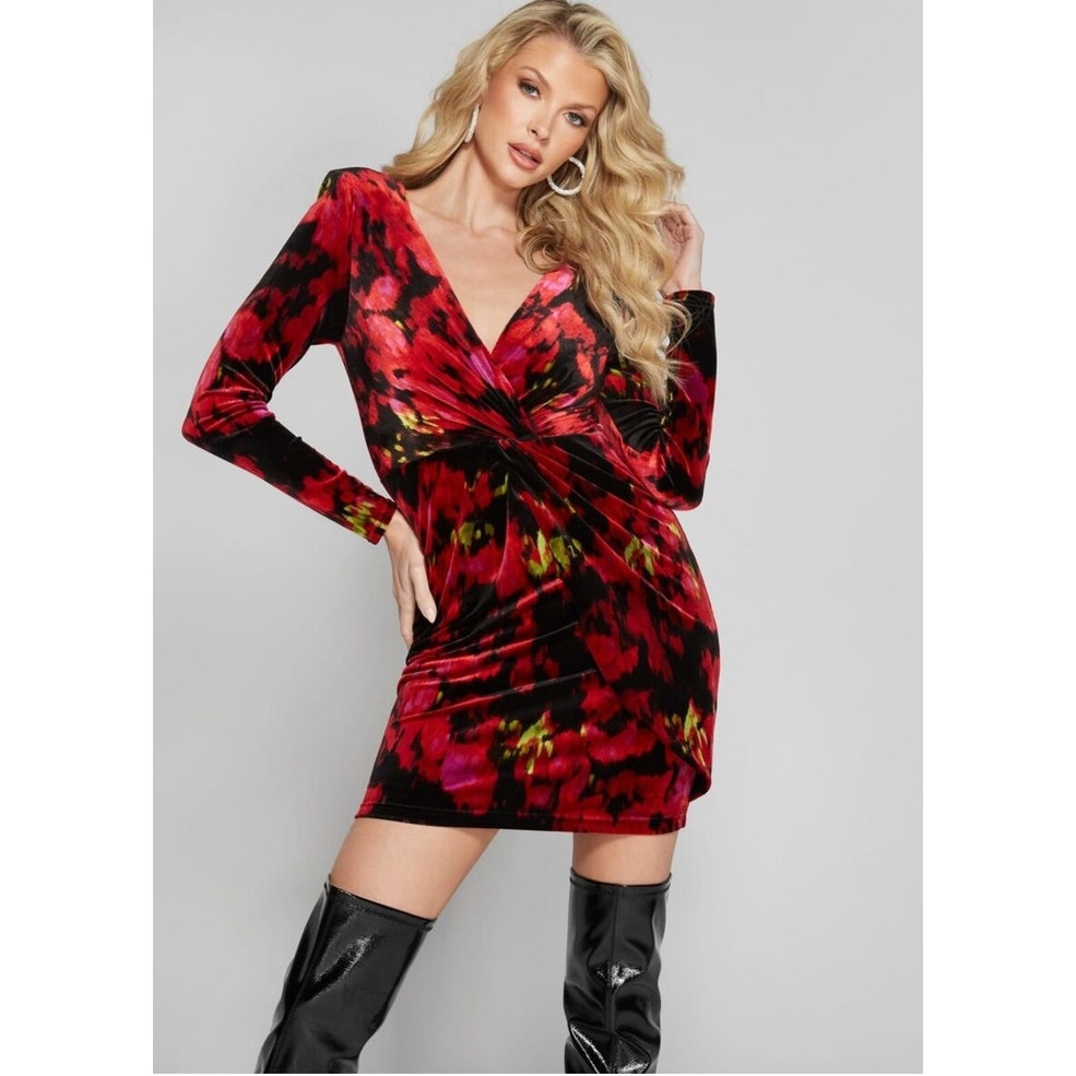 NWT Marciano Red Rhapsody Velour Dress Ladies Size Small