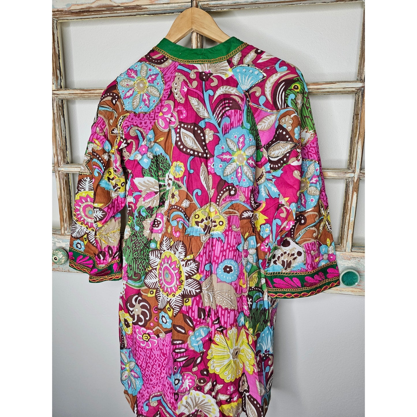 Sandy Starkman Embellished Boho Tunic Top Embroidered Ladies Size Small