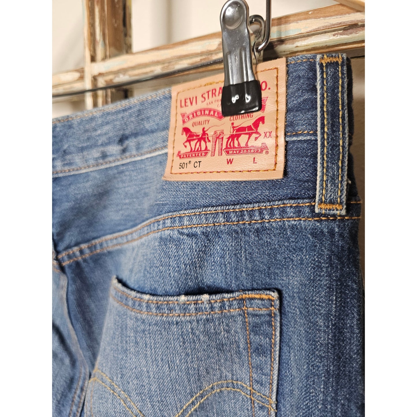Levi's 501 Buttonfly Med Wash Distressed Ladies size 29 Jeans