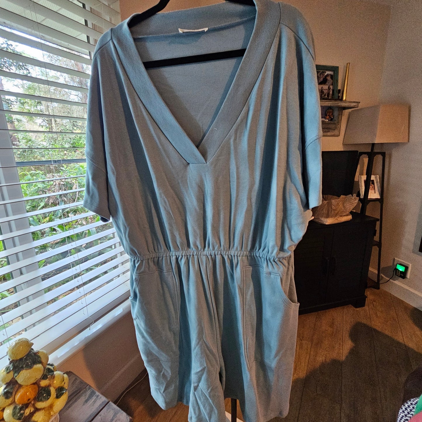 Plus Short All / Romper V-neck W/ Pockets and elastic waist 1X 14/16
