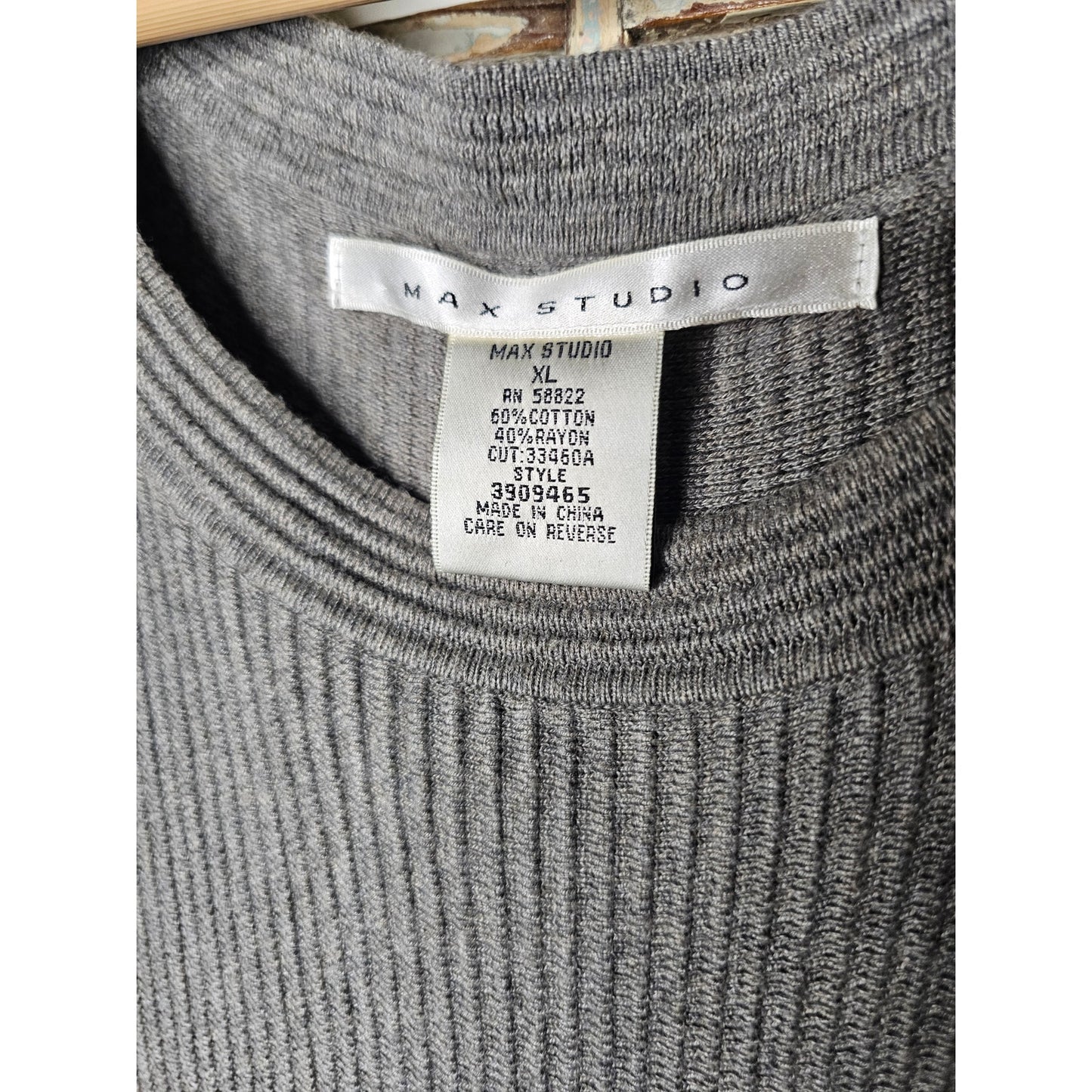 Max Studio Gray Knit Short Sleeve Knee Length Ladies Size XL