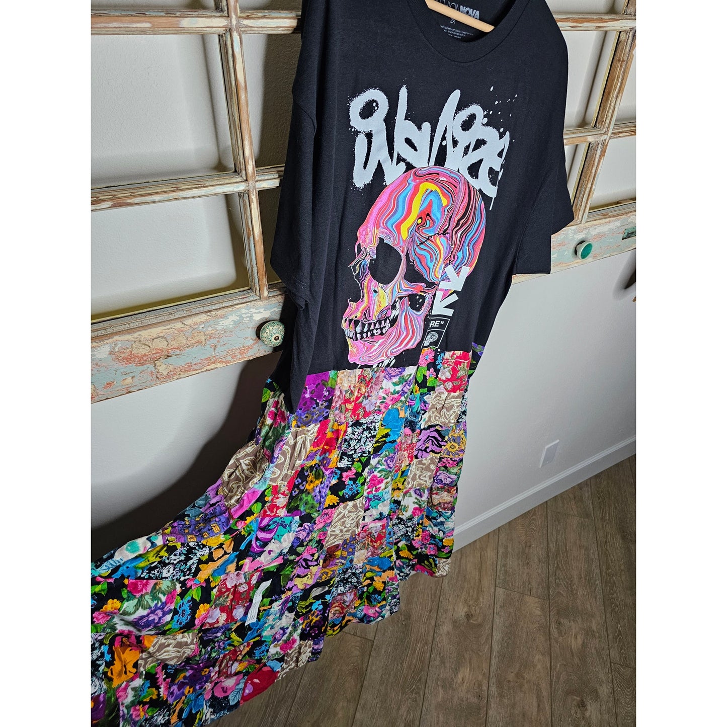 ONE OF A KIND T-Shirt BOHO flowy Patchwork Dress Ladies size 2X