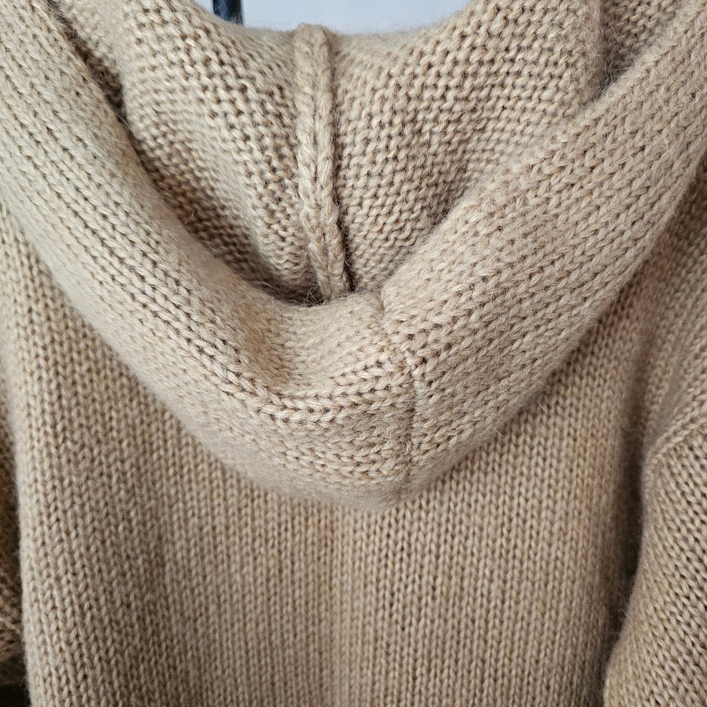Soft Surroundings Tan Mohair 3 Button Cardigan With Hood Ladies size Small