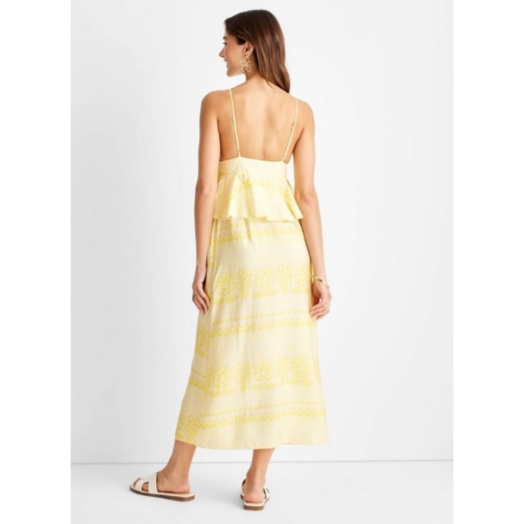 NWT Jenny K Lopez Future Collective Yellow Island Midi Dress Ladies size 6