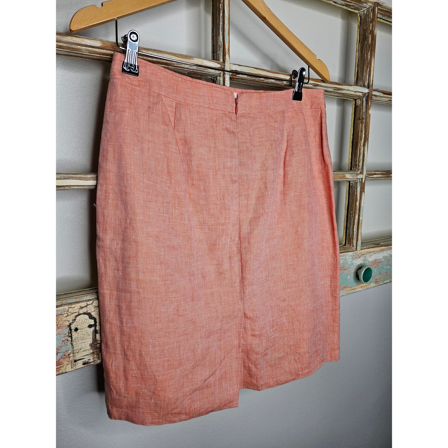 J.Crew Linen Marled Light Red Knee Length Lined Skirt Size 6