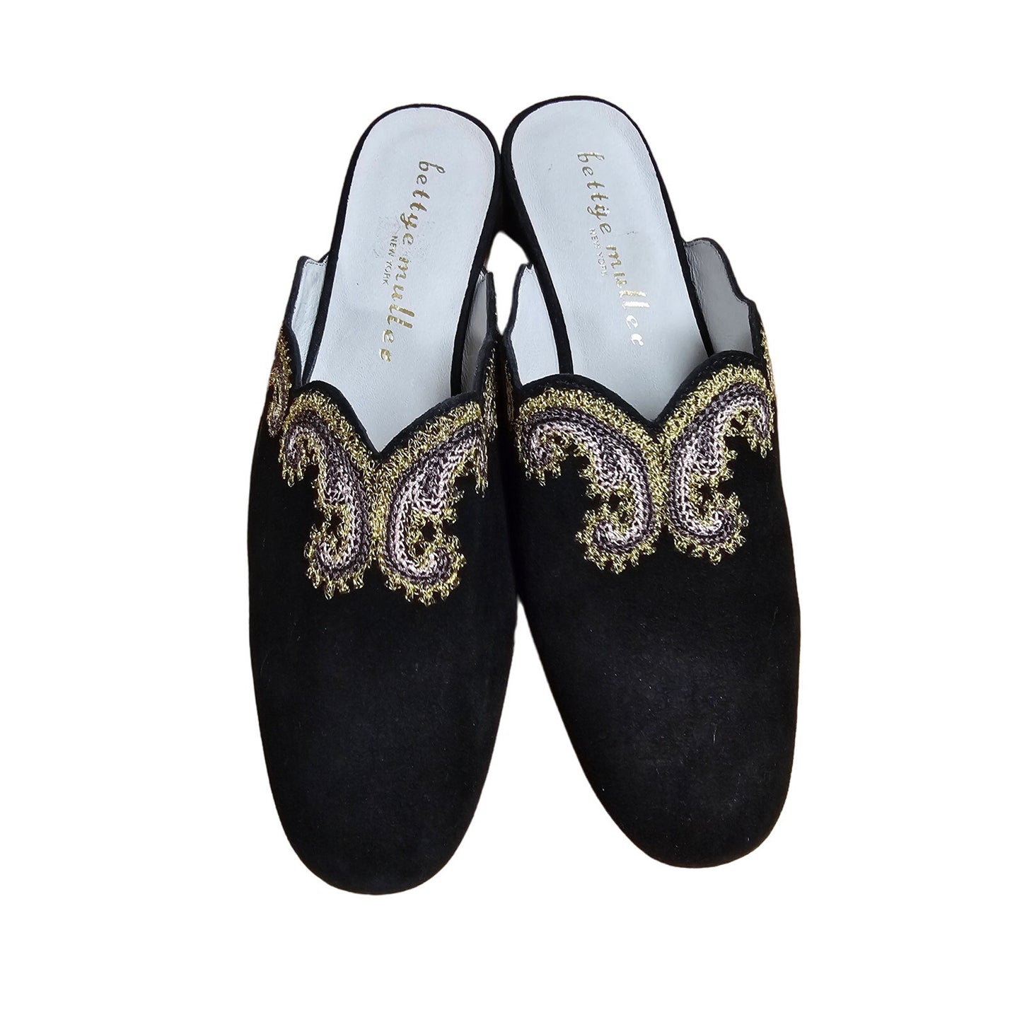 NWOB Bettye Muller Womens Embroidered Fortune Mule leather size 7