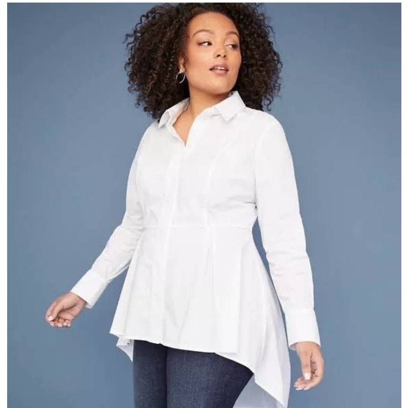 Lane Bryant White Extreme Peplum Tunic Shirt Ladies size 26