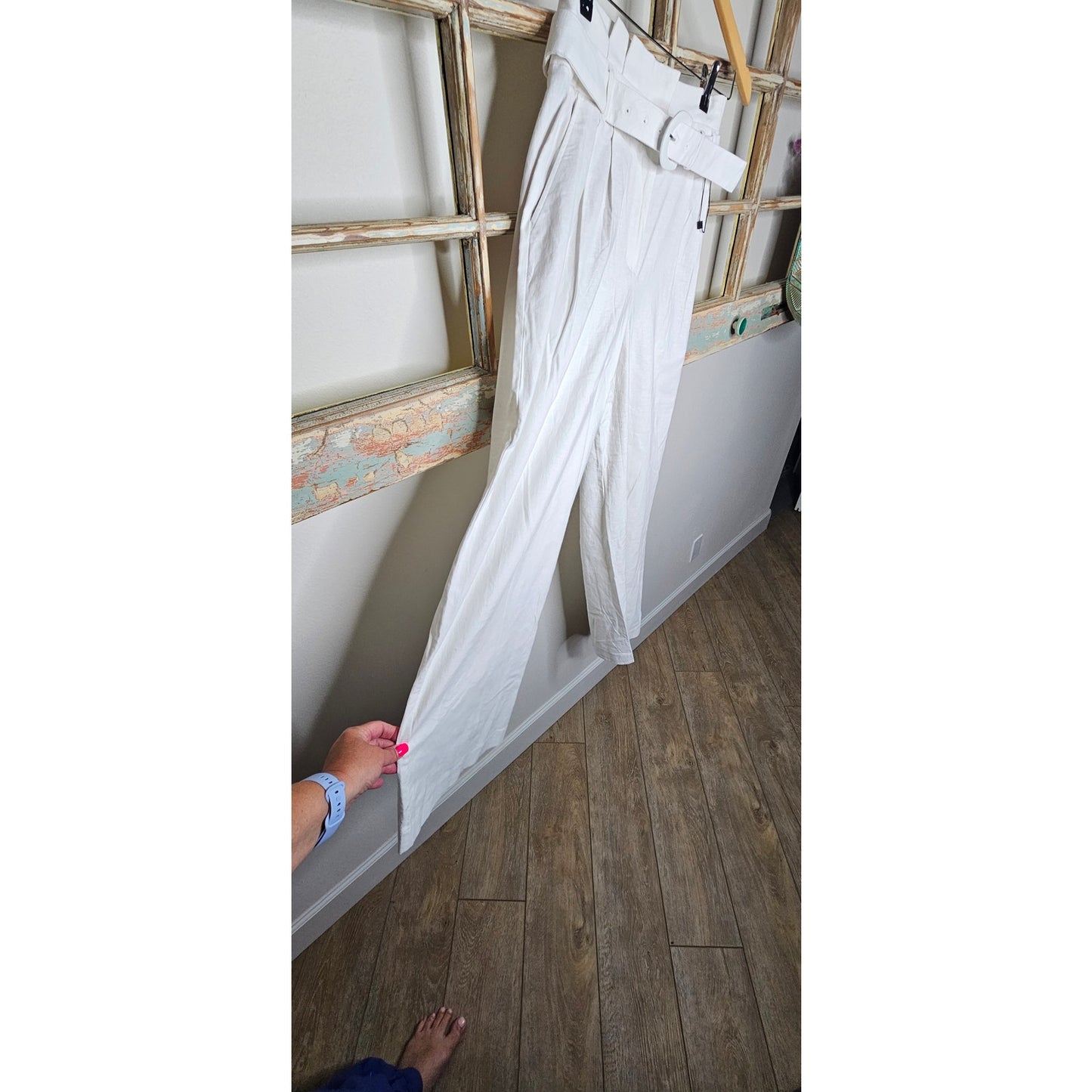 NWT Express White Linen Blend Wide Leg Dress Pants Ladies size 4R