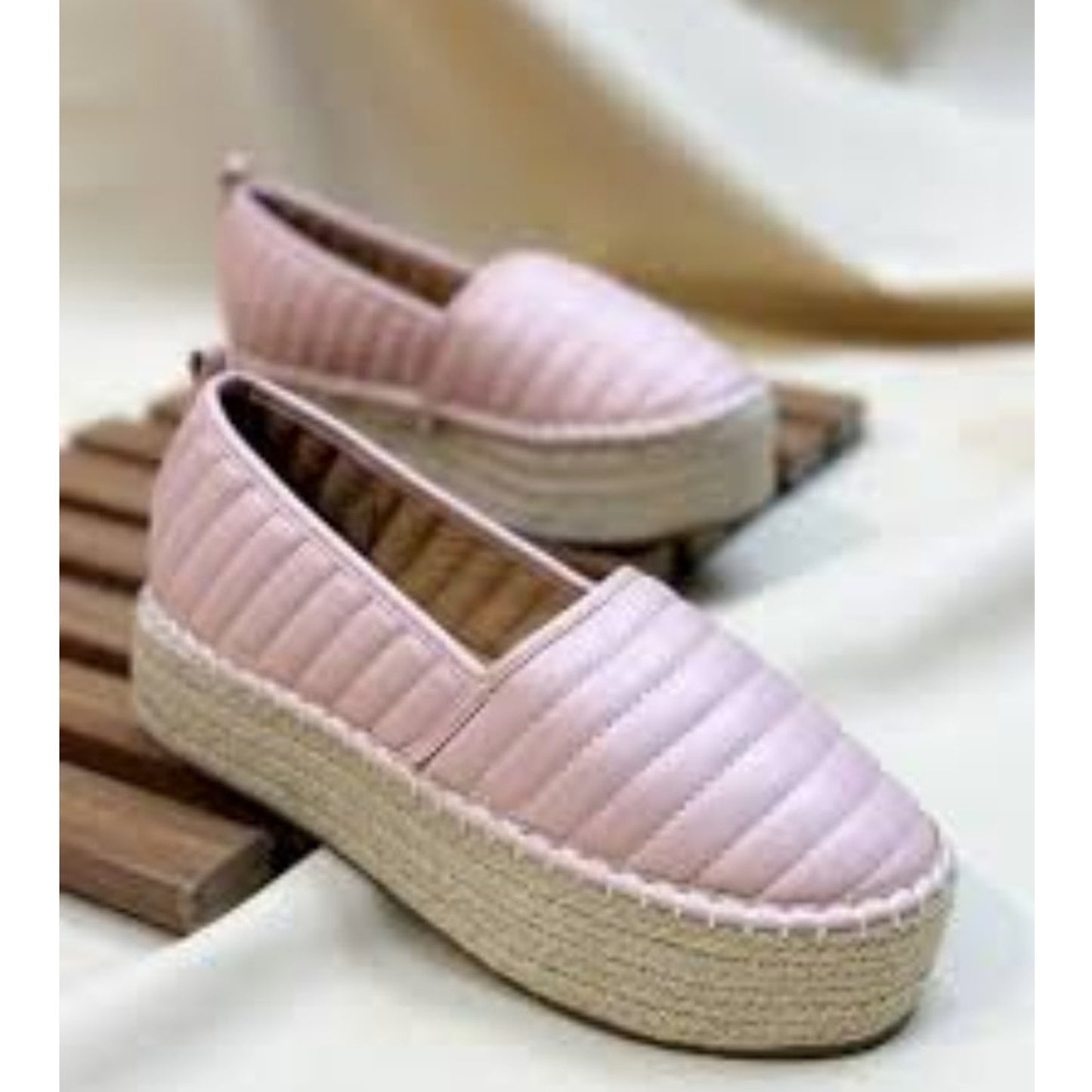 NWT ASOS Design Jack Quilted Flatform Pink Espadrilles Womens Size 8