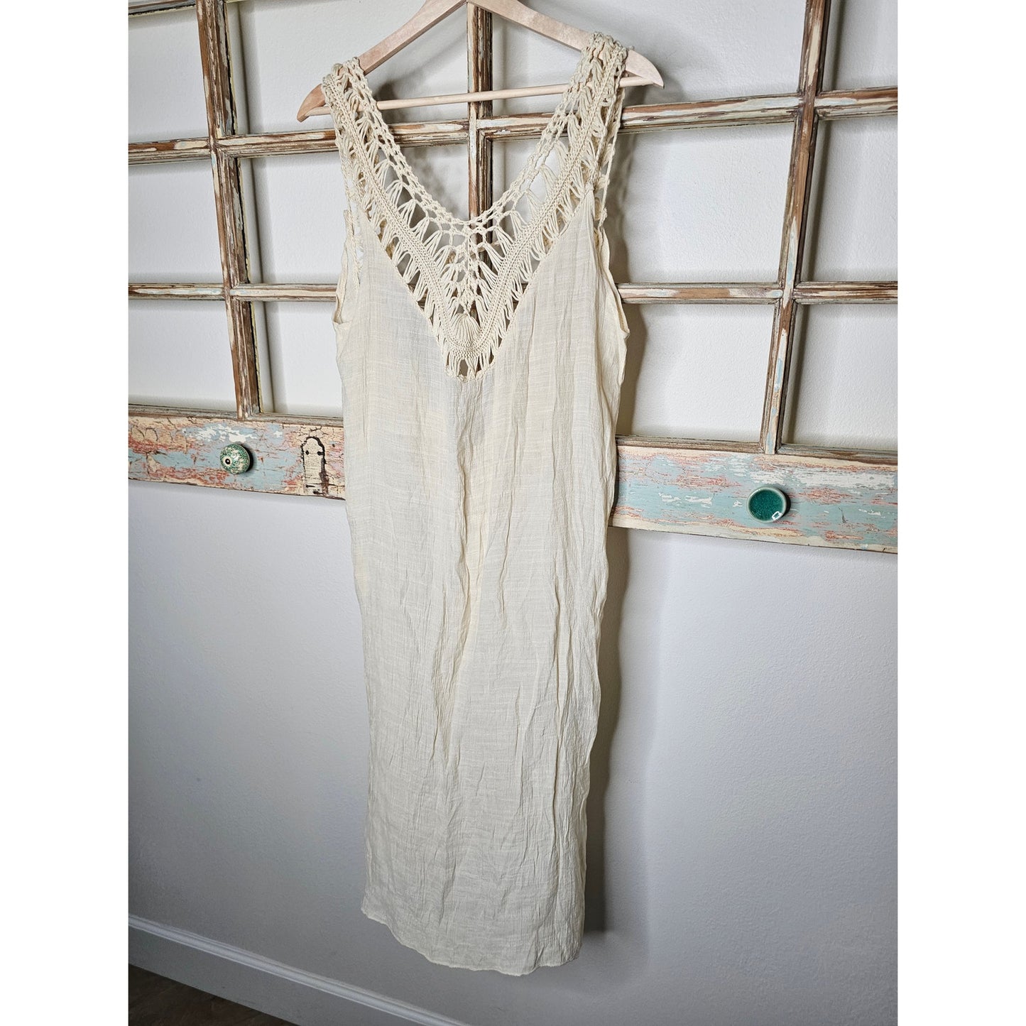 Floerns Women's Sleeveless V Neck Slit Hem Crochet Cover Up Dress size Medium